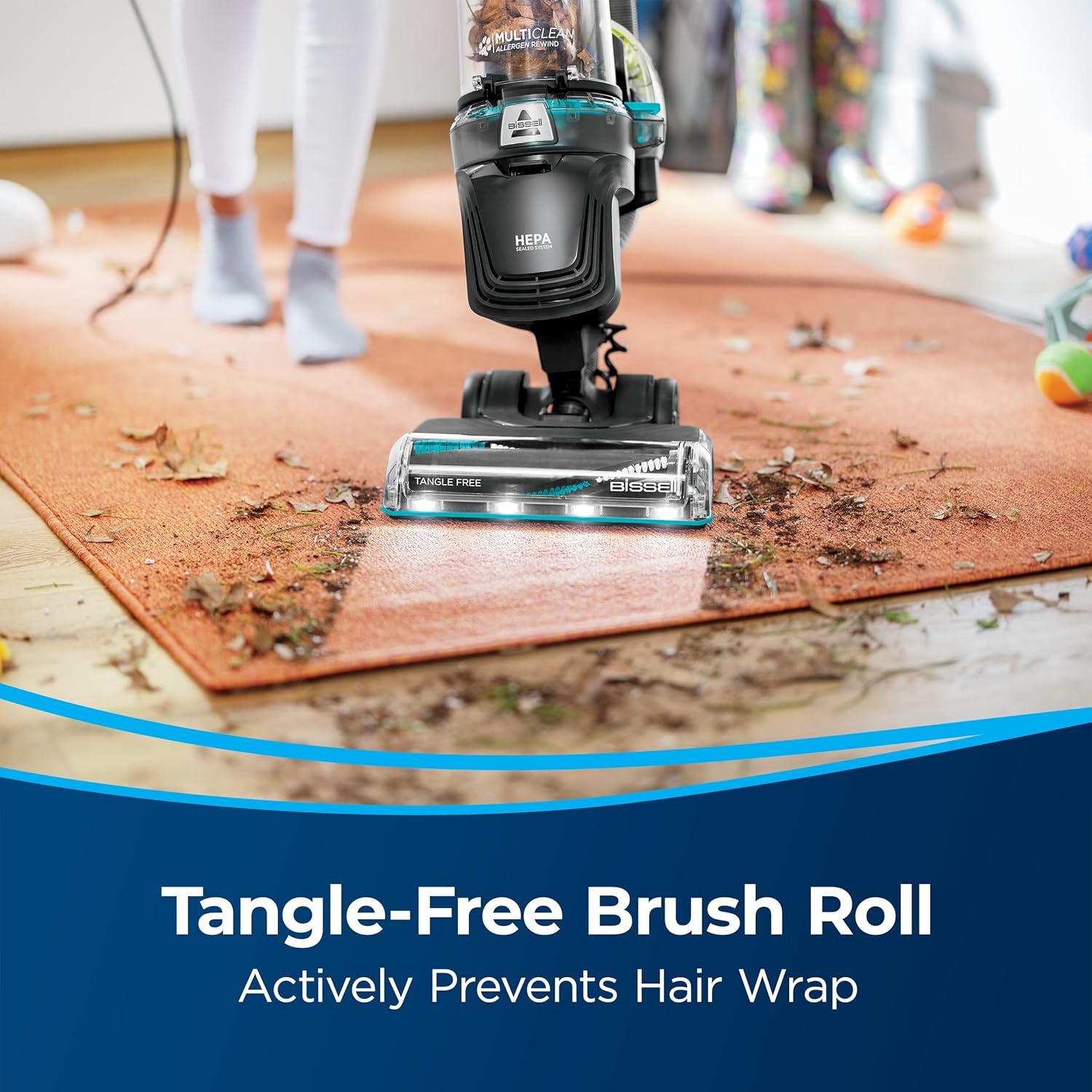 image:imageBissell MultiClean Allergen Rewind Pet Vacuum with HEPA Filter Sealed System Automatic Cord Rewind TangleFree Brush Roll amp LED Headlights 3405MultiClean Rewind